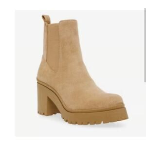 Anne Klein Zion Side Zipper taupe suede BOOTS size 10.5 M women's